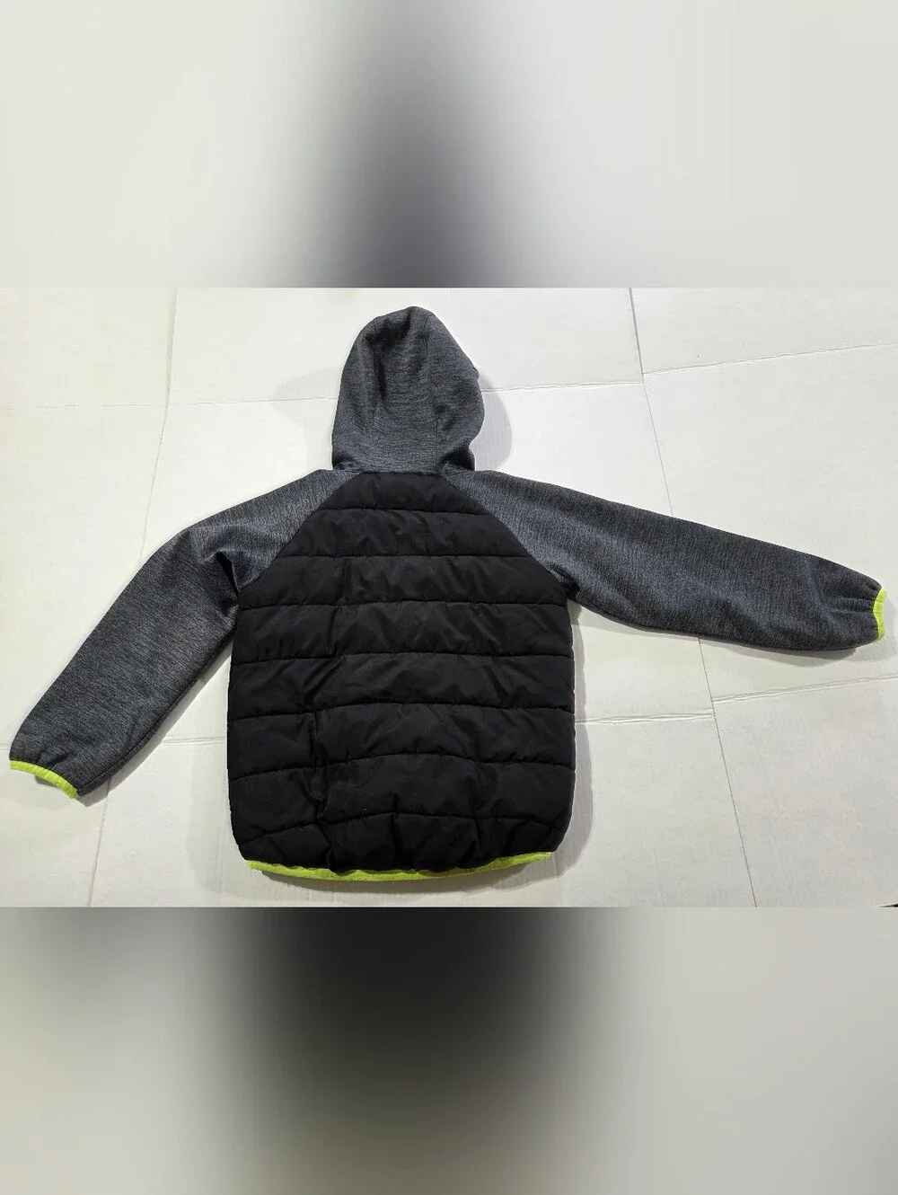 Nike Boys' Black & Neon Green Hooded Puffer Jacket